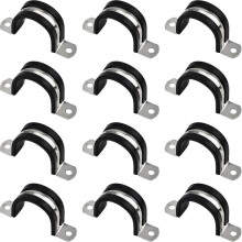 U-formade rörklämmor med gummibultar, 3,8 cm, 12 stycken