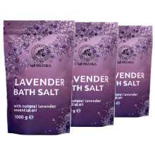 Bath Sea Salt Lavender - set 3x1000g (zipper) with Natural Lavender Essential Oil - Lavender Bath Salts - Best for Good Sleep - Stress Relief - Beauty