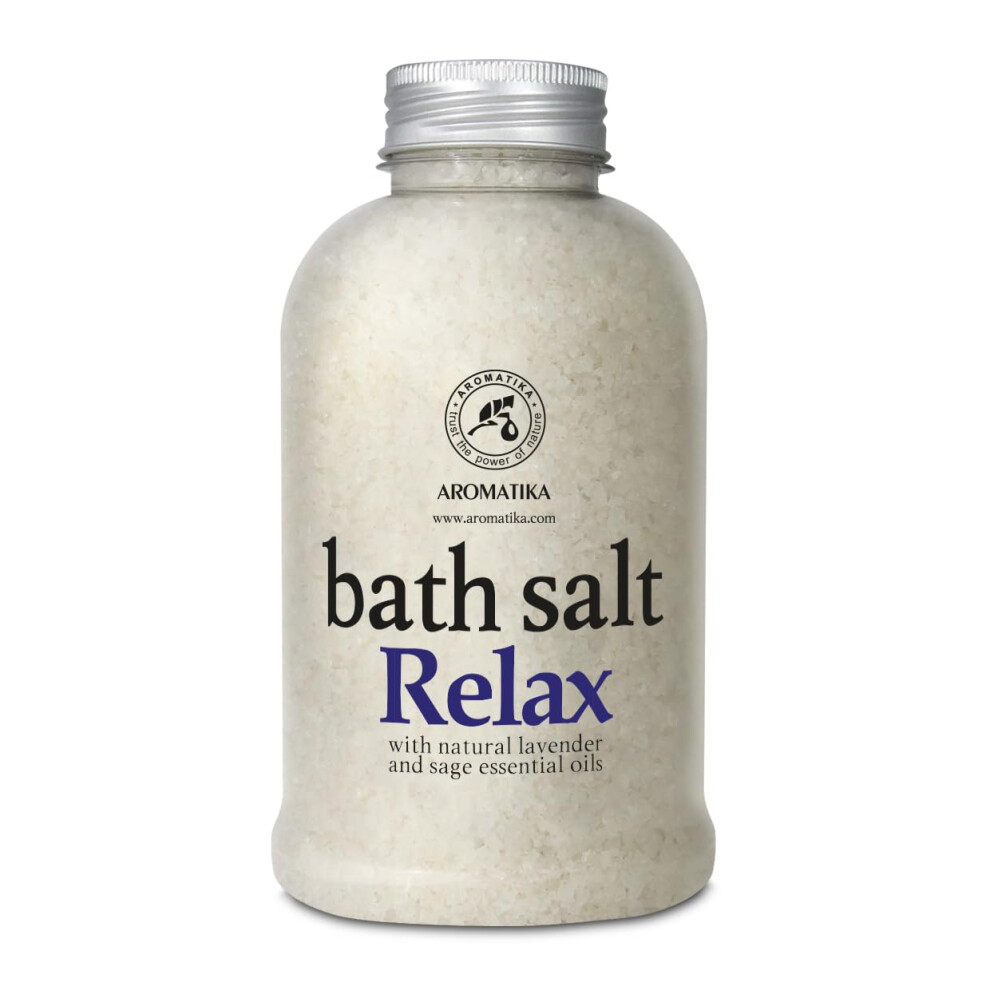 Aromatika Trust The Power Of Nature Lavender Relaxing Bath Salts W/ & Sage Essential Oils 600G - Natural Bath Sea Salts - Bath Salt Relax - Best For Bath- Good Sleep - Relaxing - Body