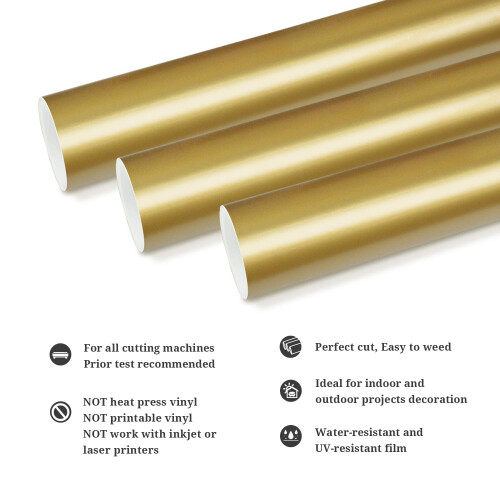 TECKWRAP Permanent Adhesive Vinyl 12" x 10ft, Glossy Gold 1