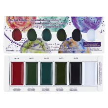 Kuretake Gansai Tambi Granulating Colors II 5 coloursWatercolour Paint Set 5 colours with 1 empty pan, Professional-Quality for Artists and Crafters,