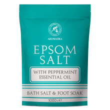 Epsom Bath Salt with Peppermint Essential Oil 1000 g - 100% Pure & Natural Epsom Salt - Concentrated Magnesium Sulphate - Soothing & Relieves Fatigue