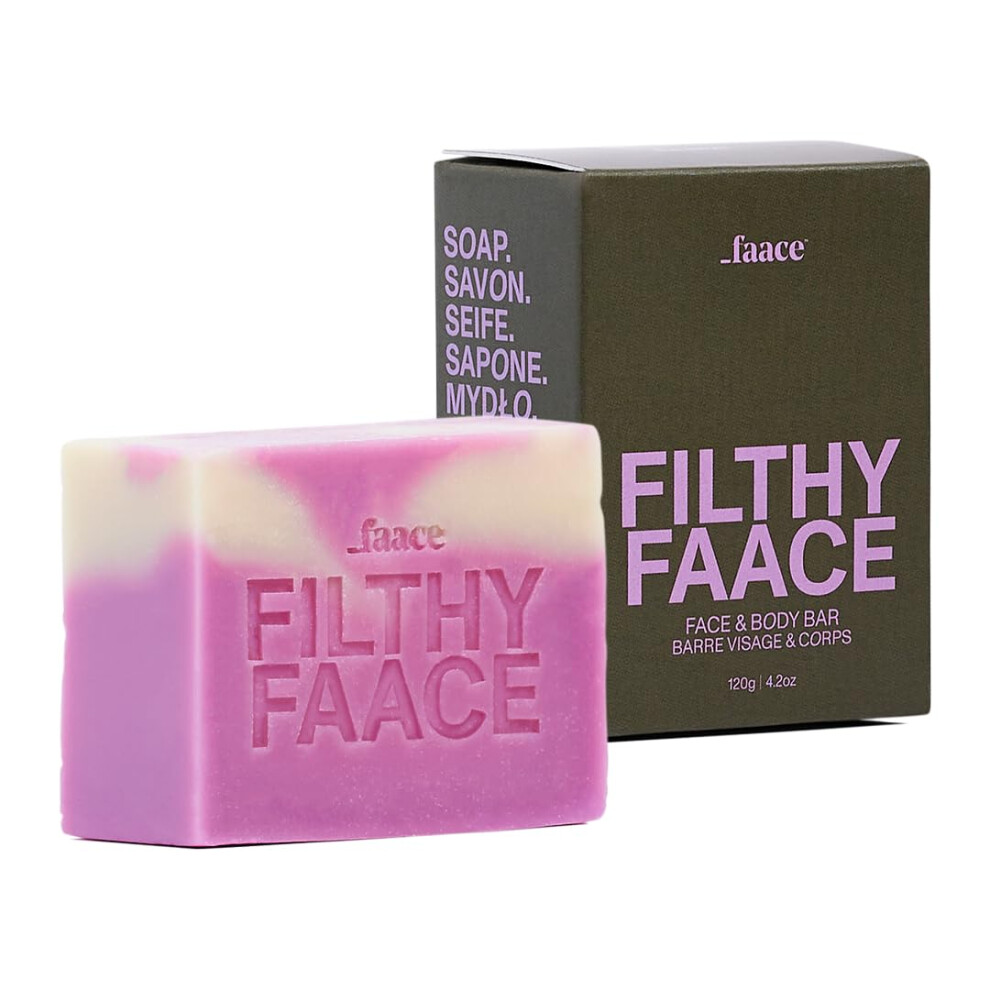 Faace Filthy Face & Body Bar As Seen On Dragons Den - Daily Multi-Tasker For All Skin Types - Cleans, Freshens, Softens And Smoothes - Made In Uk
