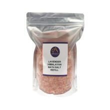 Absolute Aromas Lavender Bath Salts 1kg - Natural Pink Himalayan Salt Infused with 100% Pure Lavender French Essential Oil - Relax and soak Tired