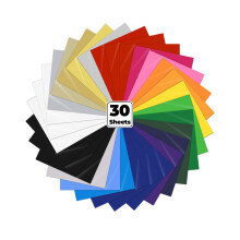 Heat Transfer Vinyl 30 Pack, Ohuhu 12" x 10" Easy to Cut & Weed Iron on Vinyl for Cricut Maker - 22 Colours Htv Bundles for DIY T-Shirt Clothing Logo