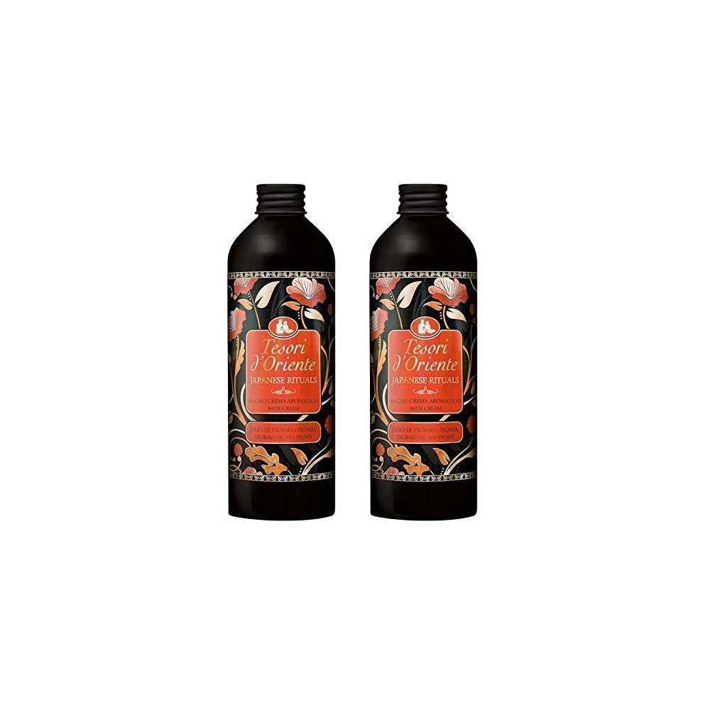 Tesori D'oriente:"Japanese Rituals" Bath With Tsubaki Oil And Peony * 16.9 Fluid Ounce (500Ml) Bottle (Pack Of 2) * [ Italian Import ] Cream Tesori D'oriente