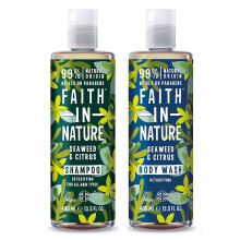 Faith In Nature Seaweed and Citrus Shampoo and Body Wash 400ml Duo Pack | Vegan | No Cruelty | 99% Natural Fragrance | No From SLS or Parabens