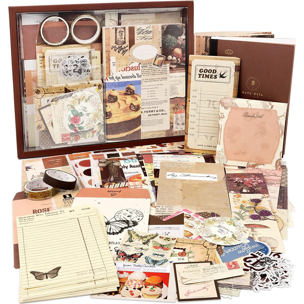 Photos - Notebook Draupnir Vintage Scrapbook Kit, Bullet Junk Journal Kit with Journaling/Scrapbooking Supplies, Stationery, A6 Grid N(346pcs)
