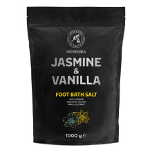 Foot Bath Salt Jasmine - Vanilla 1000g - Pedicure Foot Soak - Foot Bath Additive with Essential Jasmine Oil - Vanilla Extract - Natural Sea Salt -