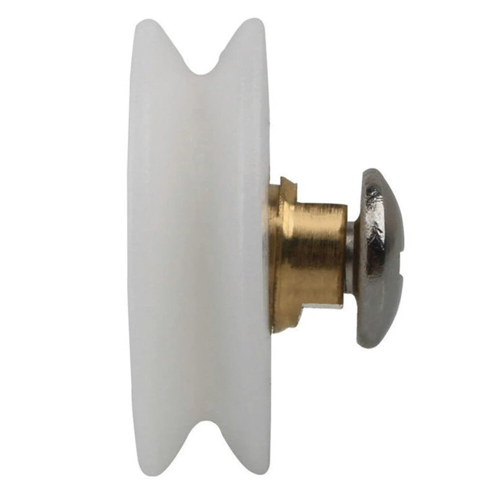 22.5Mm Shower Room Pulley Wheels - 8 Pcs Nylon Copper Rollers For Sliding Glass Door With Screws - White Bathroom Accessories 9382693452856