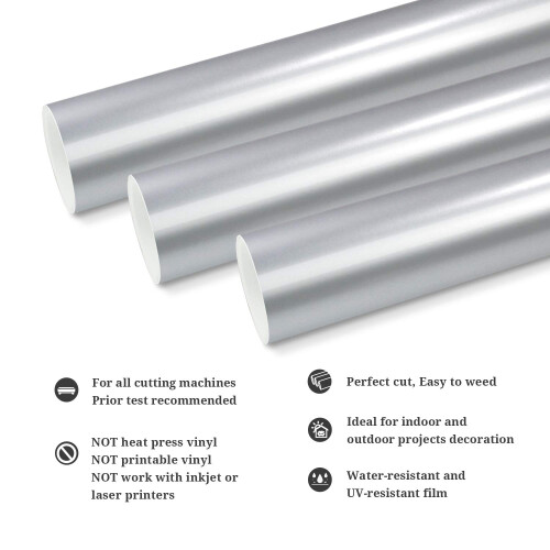 TECKWRAP Permanent Adhesive Vinyl 12" x 10ft, Glossy Silver 1