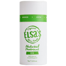 Elsa's Organic Skin Foods, Natural Deodorant Stick, Dew, Aluminium Free, No Sodium Bicarbonate, 100% Compostable, Plastic Free, Roll on Deodorant, 72g