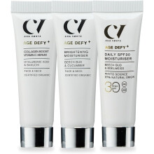 Green People Age Defy+ Timeless Glow Trio - AHA Radiance Mask, Collagen Boost Vitamin C Serum & Liquid Gold Tanning Drops Set