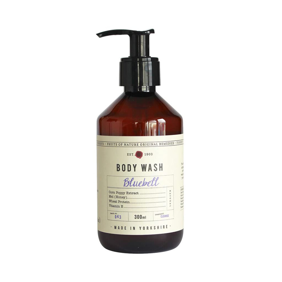 Fikkerts Fruits Of Nature Bluebell Soothing And Hydrating Body Wash (300Ml/10.14Floz) With Vibrant, Sweet Floral Tones, Vegan Plant Based