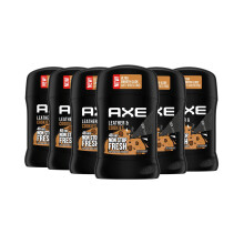 Axe Deodorant Stick Leather & Cookies Deodorant without Aluminium with Long-Lasting Fragrance, Pack of 6 x 50 ml