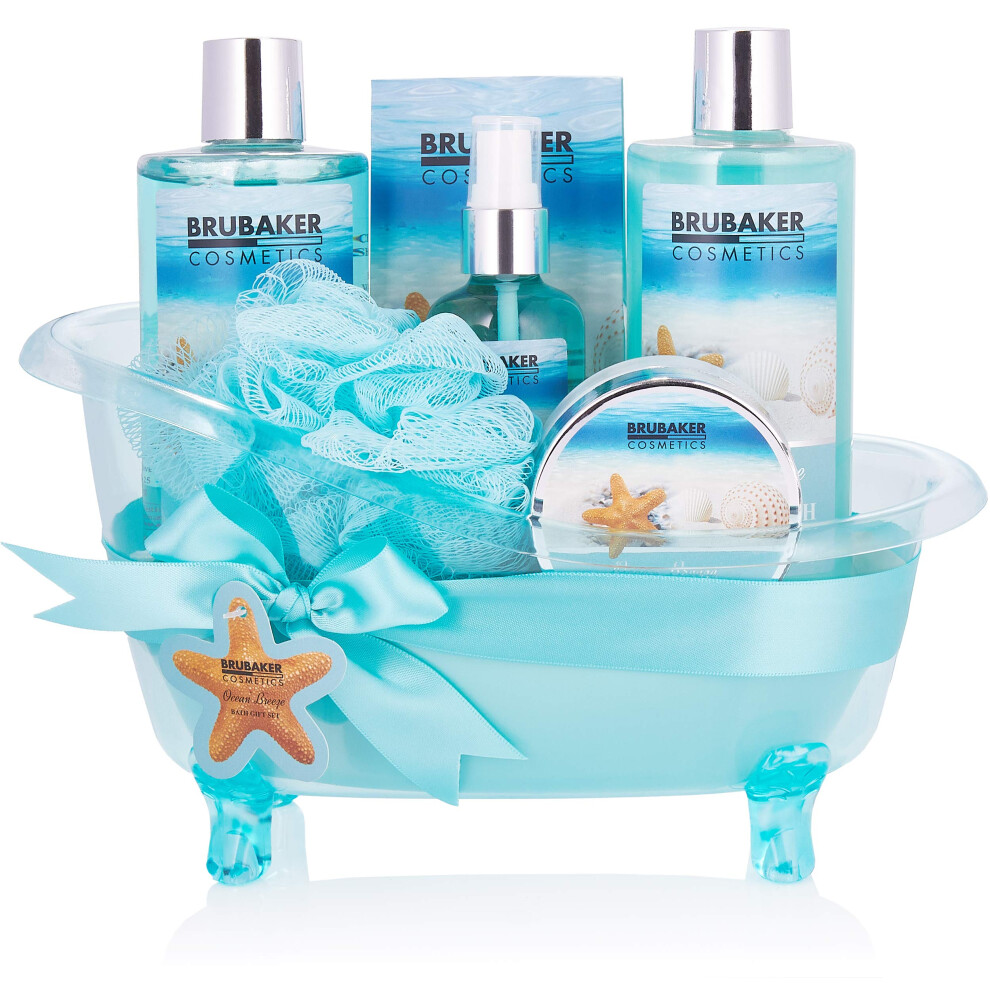 Brubaker Cosmetics Bath And Shower Set Summer Dreams - 7-Piece Gift Set In Decorative Tub