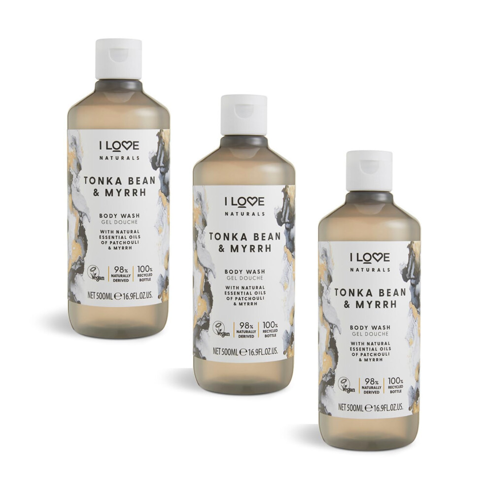 I Love Naturals Tonka Bean & Myrrh Nourishing Body Wash - Patchouli & Myrrh Oils, Gentle Cleanser With Essential Oils, Vegan, Moisturising & Scented