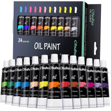 Ohuhu Oil Paints for Artists, 24 Colours x 12ml Tubes Oil Paint Set - Rich Pigment & Non-Toxic, Creamy Texture on Paper Canvas Wood Ceramic Fabric,