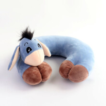 (Gray Hippopotamus, 30cm) Cute Cartoon Blue Donkey Travel Neck Pillow, Portable U-Shaped Pillow for Office Nap, Plush Toy Stress Relief Pillow