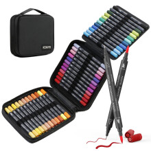 KEMYR 36 Colour Dual Tip Fine & Brush Colouring Pens,Markers for Adult Colouring Books,Water-Based No Bleeding Colouring Pens for Adults