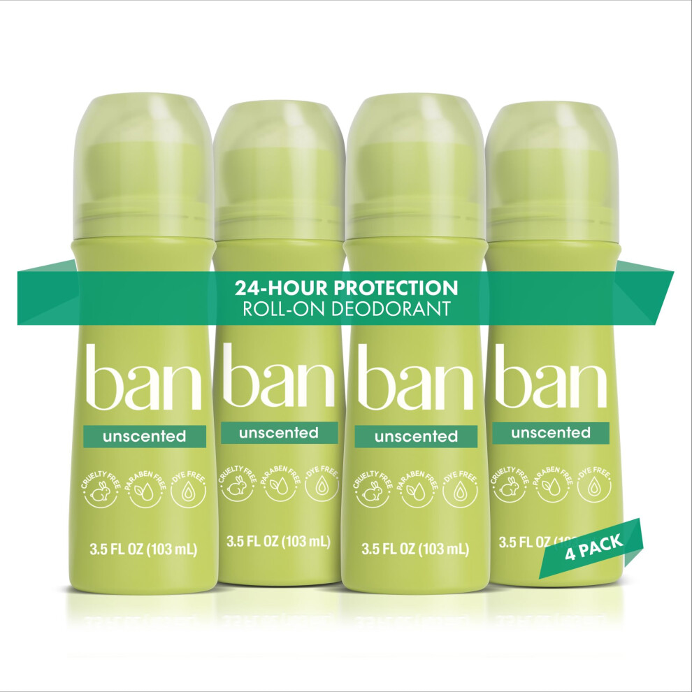 Ban Unscented Original Roll-On Antiperspirant Deodorant By For Unisex - 3.5 Oz Deodorant