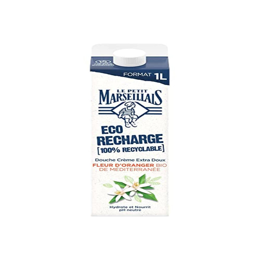 Le Petit Marseillais Cream/Orange Extra-Gentle Shower Organic Blossom Eco-Refill 1L