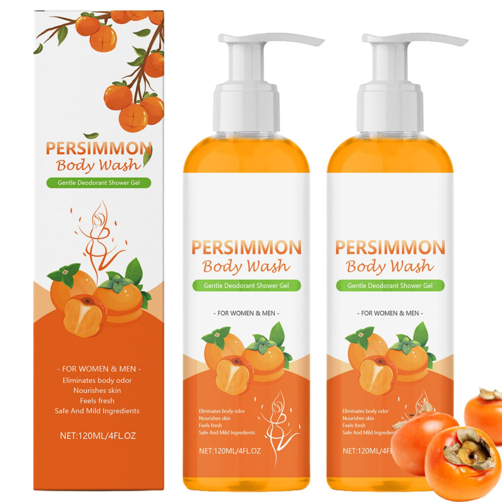 Uoxmiy Persimmon Body Wash 2 Pcs Shower Gel For Refreshing Old Peoplesmell Natural Shower Gel Persimmon Soap For Removes Strong Body Odor, Deeply Cleansing