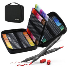 KEMYR Markers for Adult Coloring Books: 60 Color Dual Tip Fine & Brush Pens - Water-Based Coloring Marker for Adults Drawing Sketching Bullet Journal