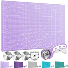 Miuzei Rotary Cutter Set: A3 Cutting Mat, 45mm Fabric Cutter, Self-Healing Craft Mat, Quilting Kit, Suitable for Cutting Fabric, Sewing, Leather, and