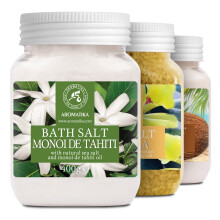 Bath Salts Set 3x400g - Monoi de Tahiti - Vanill? - Coconut - Best for Good Sleep - Stress Relief - Bathing - Body Care - Wellness - Beauty -