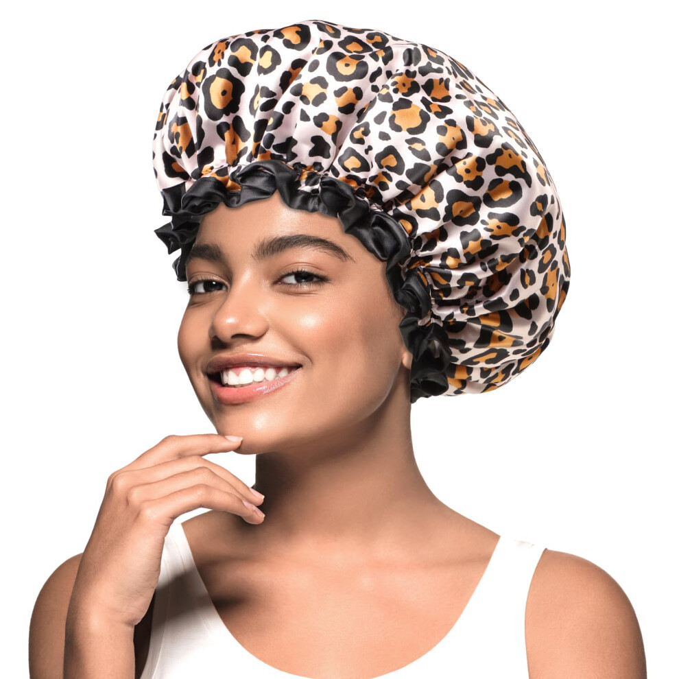 Mikimini Shower Cap For Women Fashion-Forward, With Double Layer, Waterproof, Reusable, Bath Hat For Short To Medium Hair - Express Your Unique Style