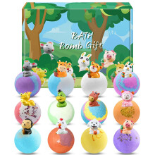 Bubble Bath Balls for Kids, 12Pcs Bath Bombs with Animal Surprise, Organic Natural Bath Ball Bathbombs Spa Bath, Bath Bombs Gift Set Handmade Spa
