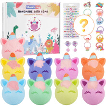 SHUCHING 9 Large Unicorn Bath Bombs for Girls, Organic Kids Bath Bombs with Jewelry Toys Inside, Handmade Natural Gift Set for Children Toddler