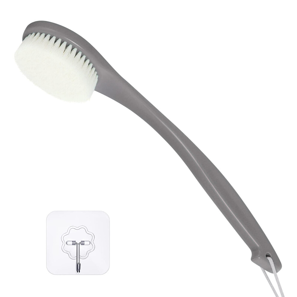 Rolizoe Back Brush Long Handle For Shower, Soft Bristle Back Scrubbers For Use In Shower, Ergonomics Curved Plastic Back Scrubber Exfoliating Brush