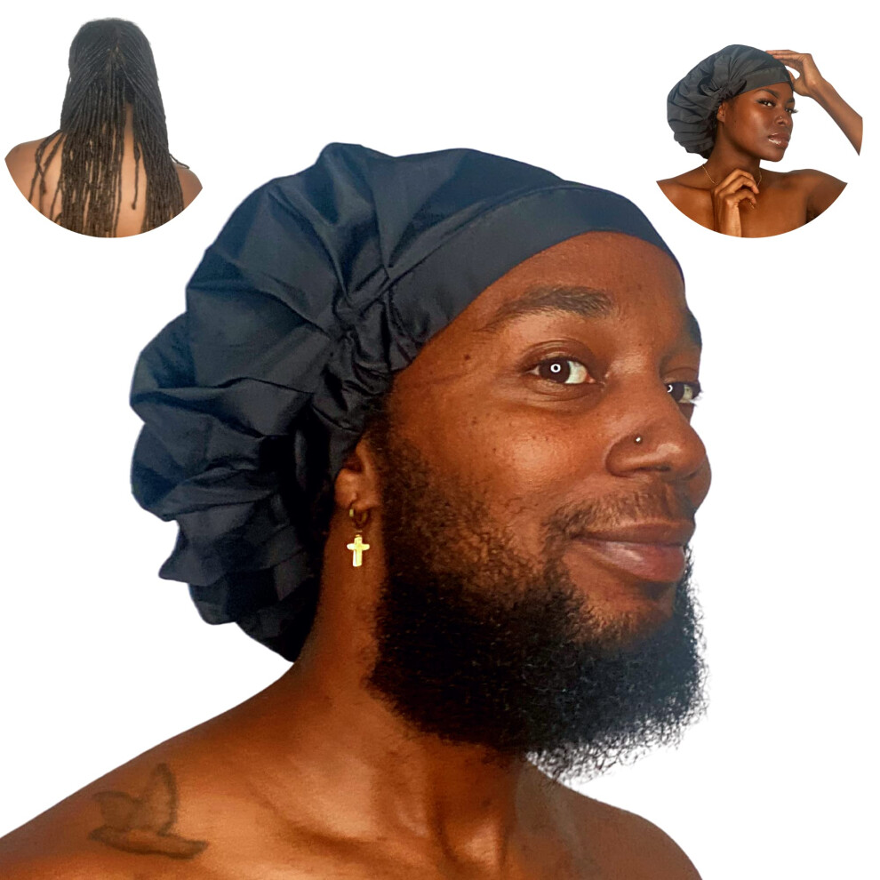 Ttat Try This An That Ttat Shower Cap Extra Large For Men & Women With Braids, Locs, Afro, Coily, And Long Hair, Waterproof, Washable, Reusable & Adjustable, Great For