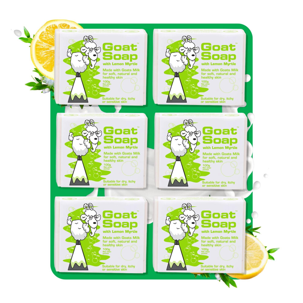 Goat Soap Value Six Packs - For Soft, Natural And Healthy Skin, Goats Milk Body Soap Bar - 6 X 100G (3.5Oz) Bars - Lemon Myrtle
