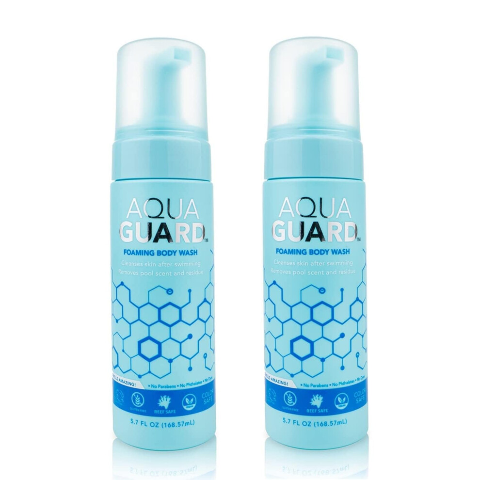 Aqua Guard After-Swim Foaming Body Wash | Leaves Skin Soft And Smooth + Neutralizes Chlorine Scent And Residue (2-Pack)