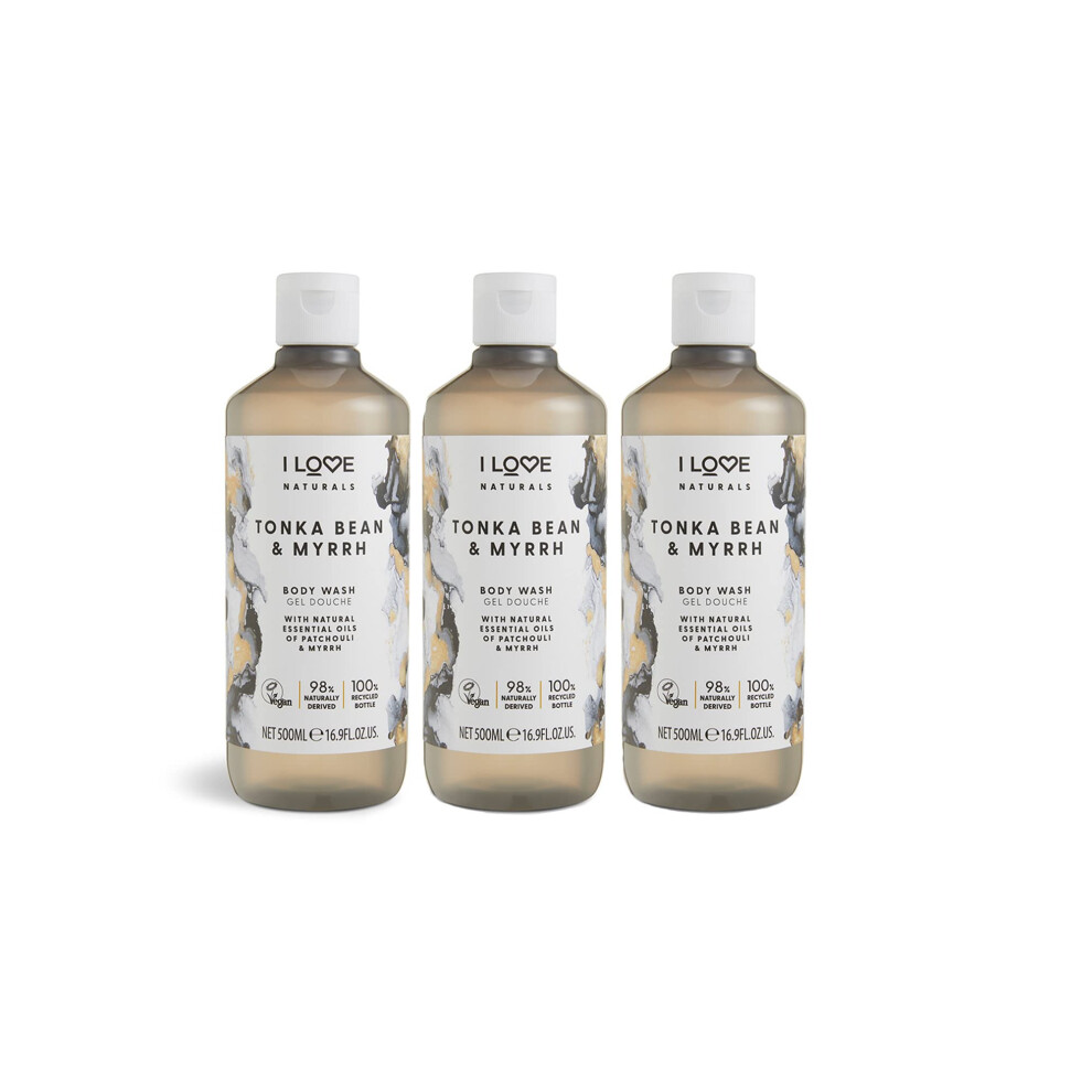 I Love Naturals Tonka Bean & Myrrh Nourishing Body Wash - Patchouli & Myrrh Oils, Gentle Cleanser With Essential Oils, Vegan, Moisturising & Scented