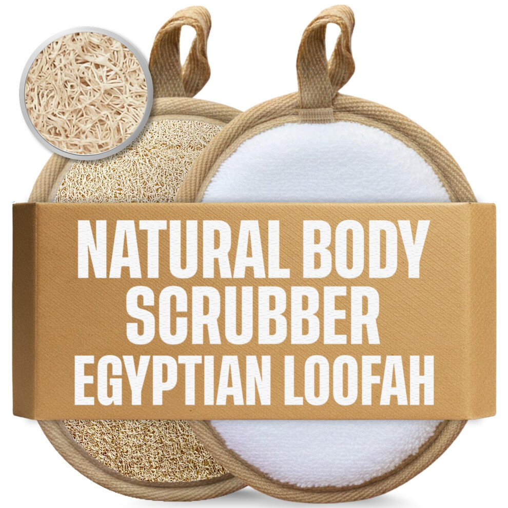 Craftsofegypt Exfoliating Body Scrubber Loofah Pads - Natural Egyptian Bath & Shower Scrub Sponge - Biodegradable Luffa Face Wash Exfoliator (2 Pack)