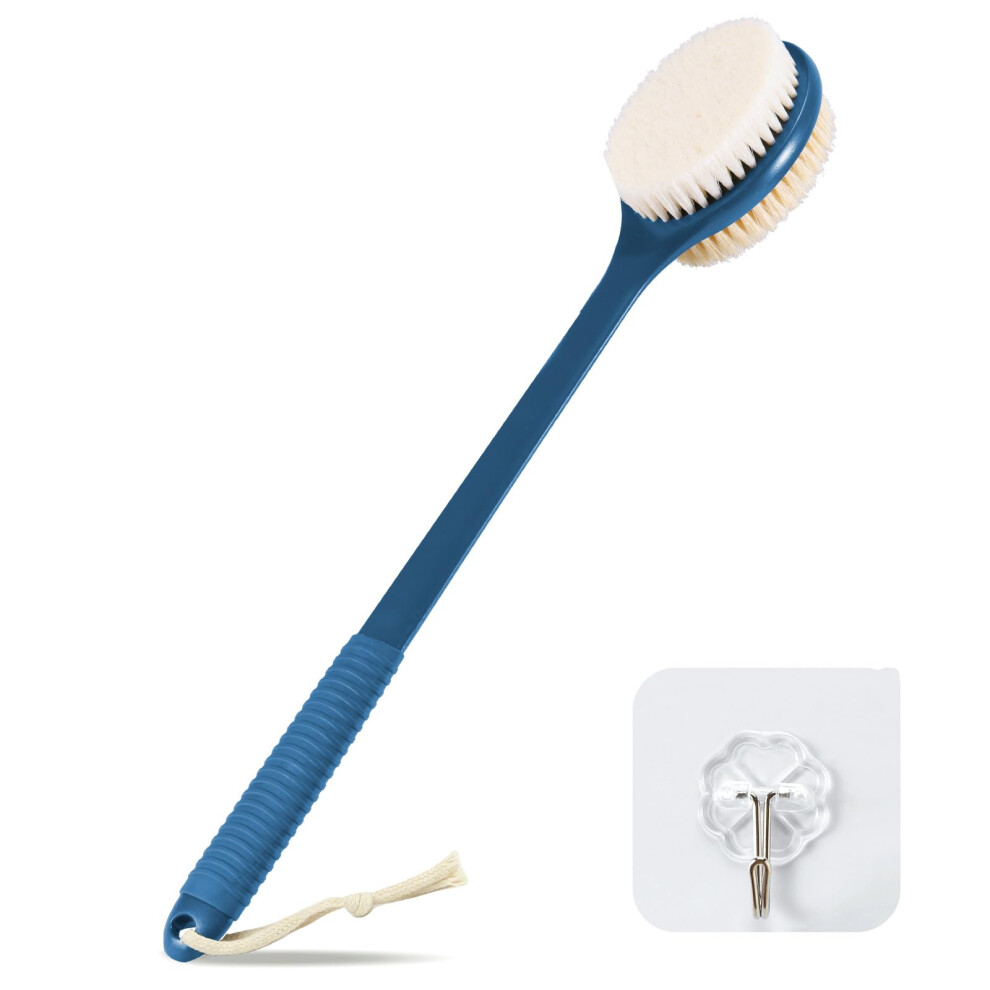 42Cm Back Scrubber For Shower, Anti-Slip Long Handle Bath Brush With Soft And Stiff Bristles, Exfoliating Shower Brush For Wet Or Dry Vanzavanzu