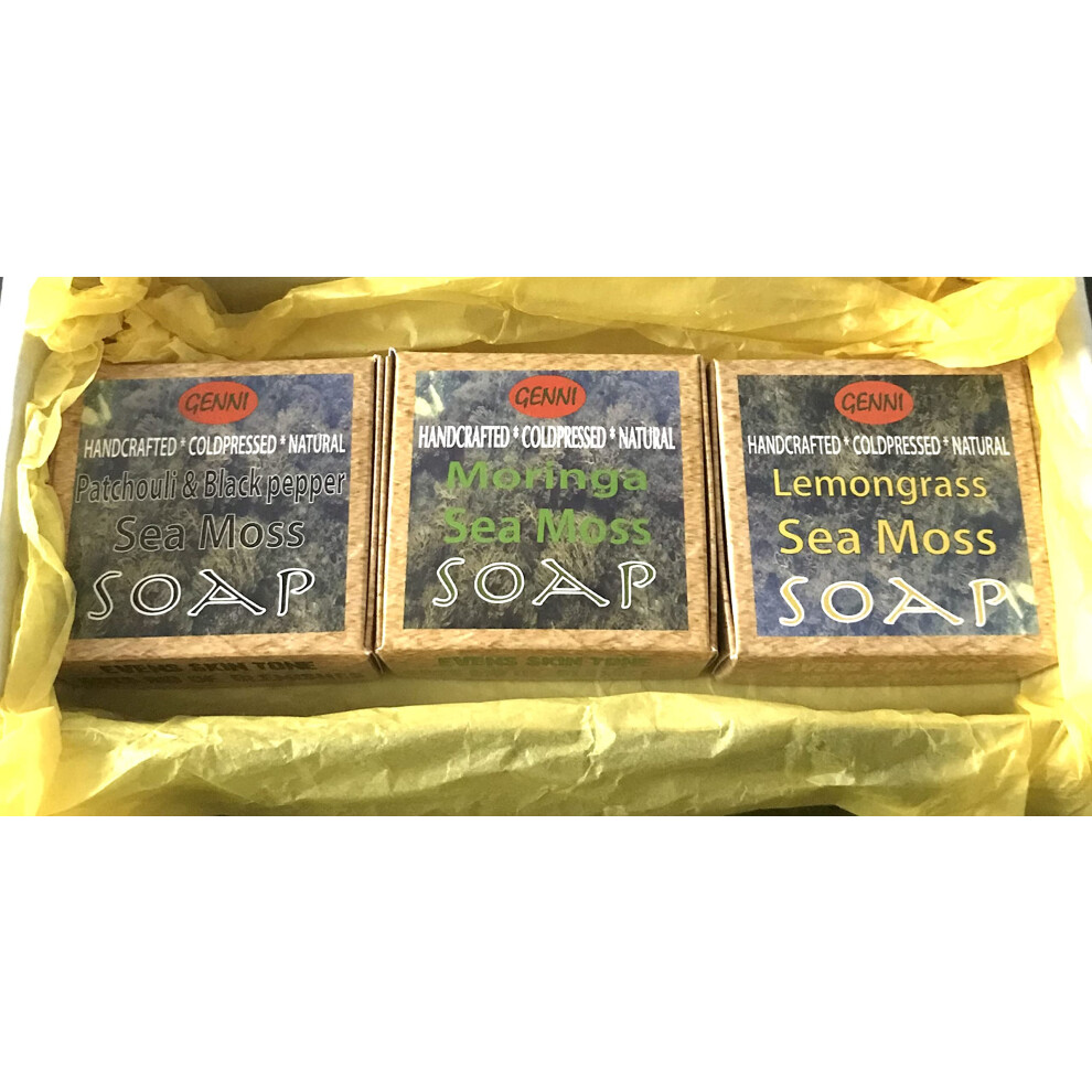 Genni Sea Moss & Lemongrass Soap Approx 120G | Handcrafted & Cold-Pressed Soap Made With Wildcrafted Sea Moss And Natural Ingredients |100% Vegan & Animal