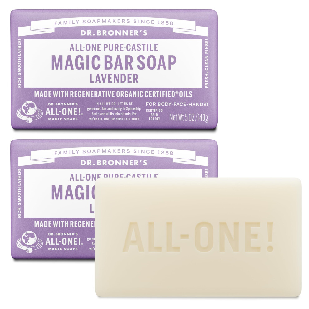Dr. Bronner's Dr Bronner's Organic Lavender Pure Castile Bar Soap, 2 Pack (2 X 140 G)