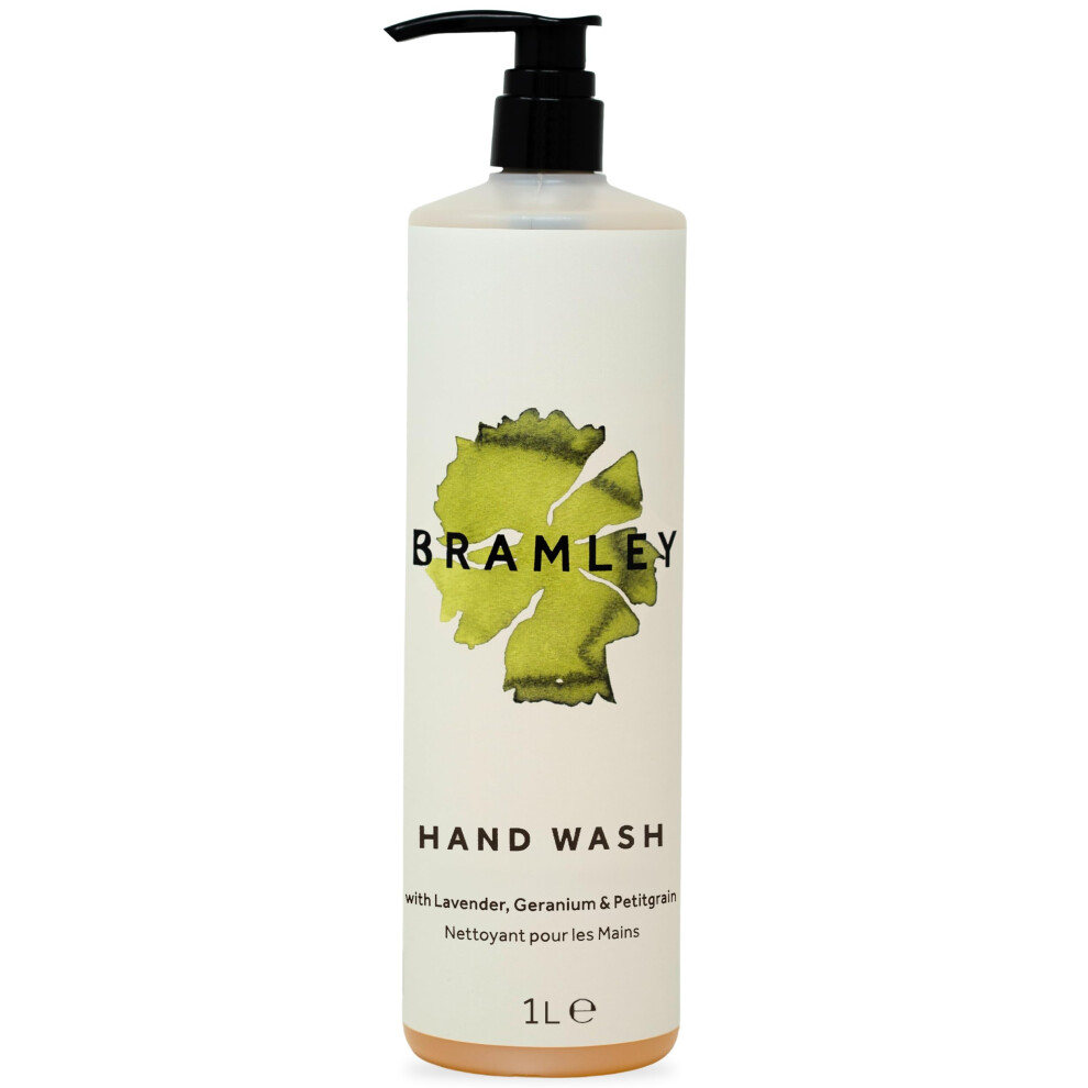 Bramley Products Lavender Bramley Hand Wash (1 Litre), Antibacterial Liquid Hand Soap With Geranium & Petitgrain Essential Oils, Vegan, Cruelty Free & Natural