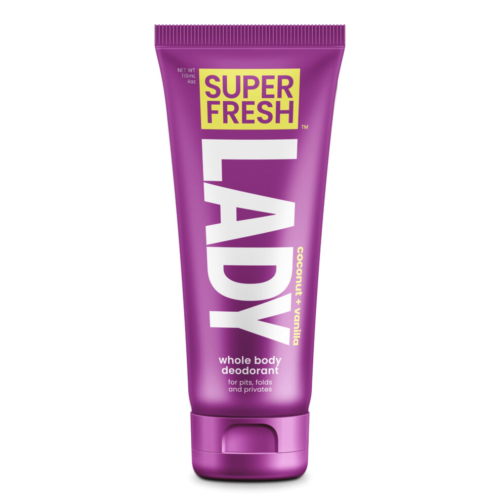 Super & Fresh Co. Super Fresh Lady Whole Body Deodorant For Women | For Privates, Body & Skinfolds | Stop Odor Stay Fresh | Aluminum Free Feminine Hygiene | Coconut +