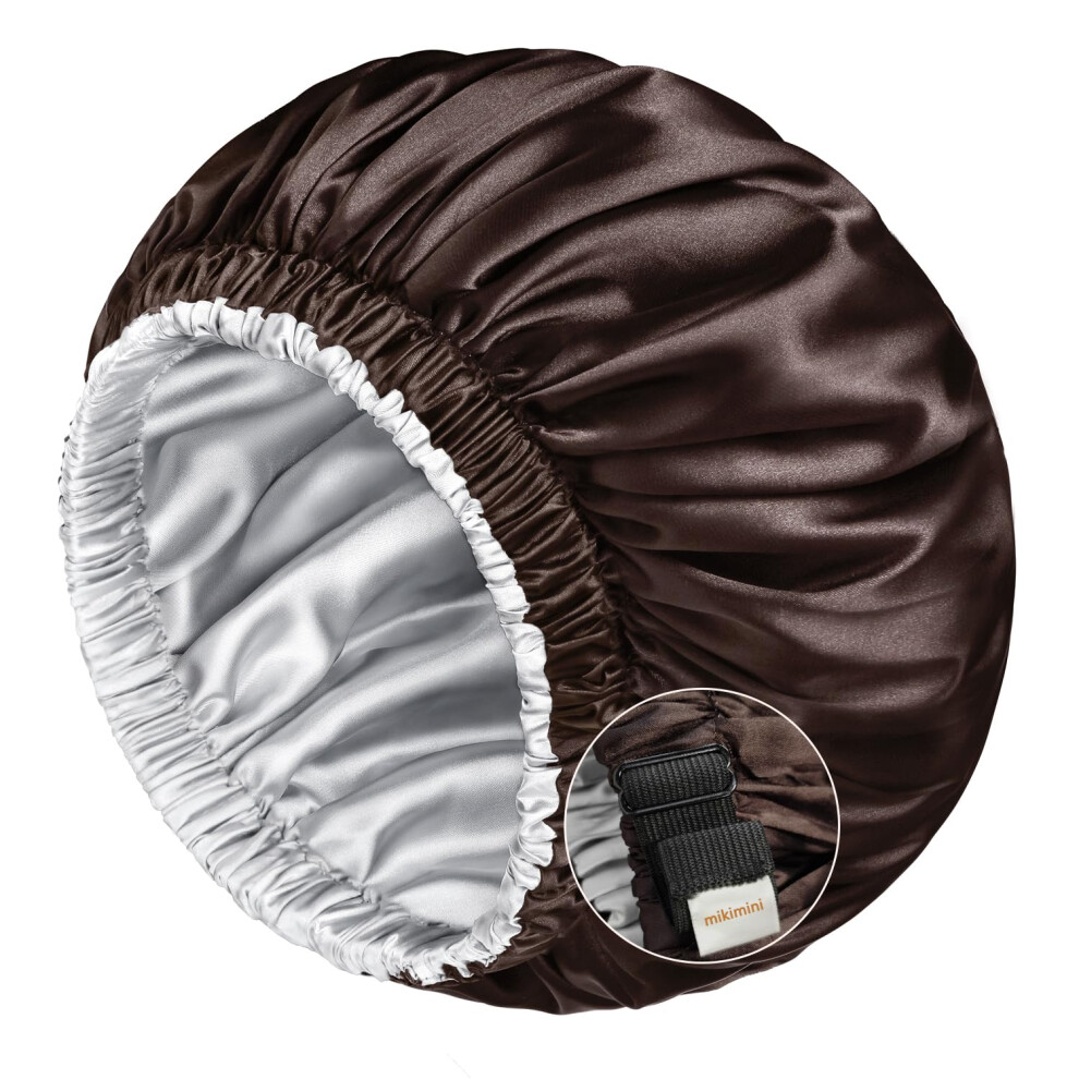 Mikimini Large Satin Bonnet For Sleeping, Night Hair Caps With Wide Elastic Band For Curly Hair Braids, Men And Women