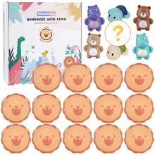 SHUCHING 14pc Lion Shapes Bath Bombs for Kids with Toys, Handmade Kids Bath Bombs Gift Set with Water Pistols, Natural Organic Bubble Bath for Boys