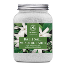 Bath Sea Salt Monoi de Tahiti 1300g - Bath Salts with Coconut Oil and Gardenia Flowers Extract - Bath Soak - Relaxing Bath - Good Sleep - Aromatherapy