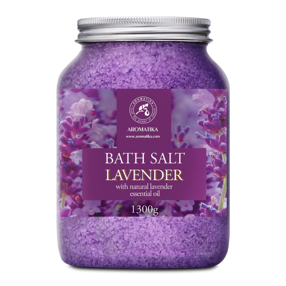 Aromatika Trust The Power Of Nature Lavender Sea Salt Essential Oil Bath Salts - 1300G - Best For Sleep & Stress Relief - Beauty & Relaxing Bathing - Body Care