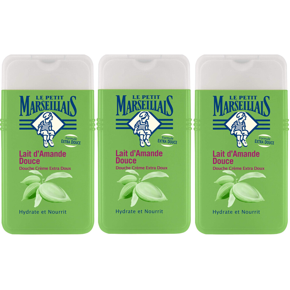 Le Petit Marseillais Extra-Mild Shower Gel, Sweet Almond Milk, 250 Ml, Pack Of 3