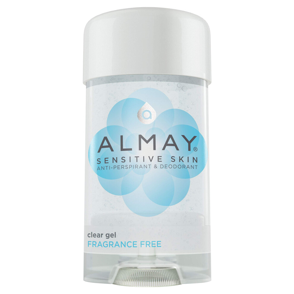 Almay Sensitive Skin Clear Gel, Anti-Perspirant & Deodorant, Fragrance Free, 2.25-Ounce Stick (Pack Of 6)